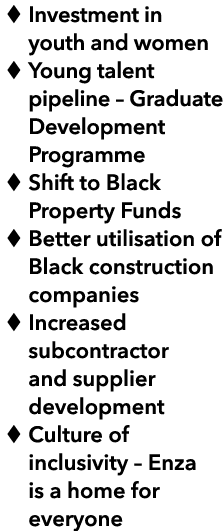 � Investment in youth and women � Young talent pipeline – Graduate Development Programme � Shift to Black Property Fu...