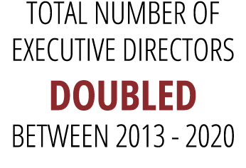 TOTAL NUMBER OF EXECUTIVE DIRECTORS DOUBLED BETWEEN 2013 - 2020