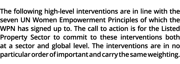 The following high-level interventions are in line with the seven UN Women Empowerment Principles of which the WPN ha   